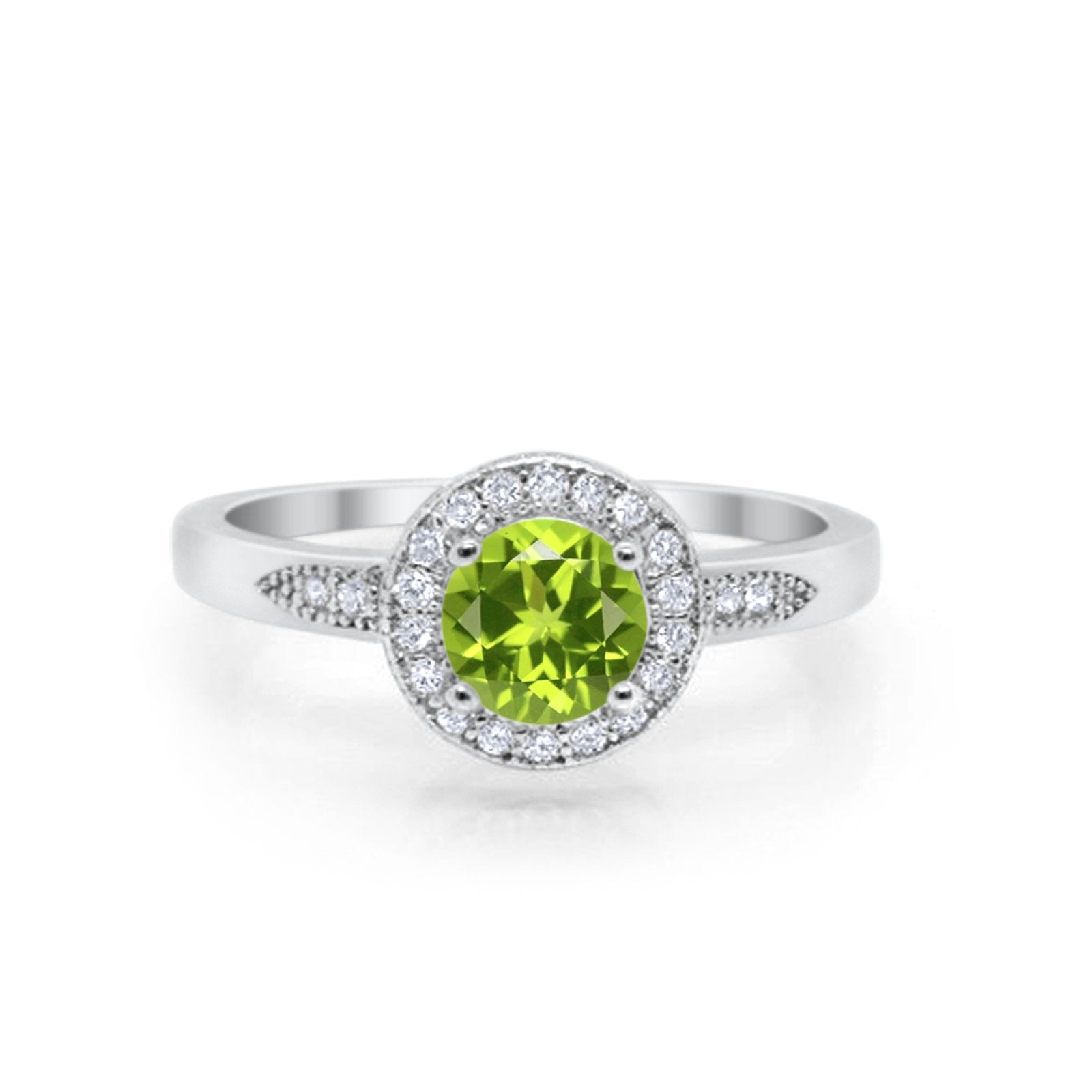 Halo Wedding Engagement Ring Round Cubic Zirconia 925 Sterling Silver SRO-16902