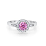 Halo Wedding Engagement Ring Round Cubic Zirconia 925 Sterling Silver -3
