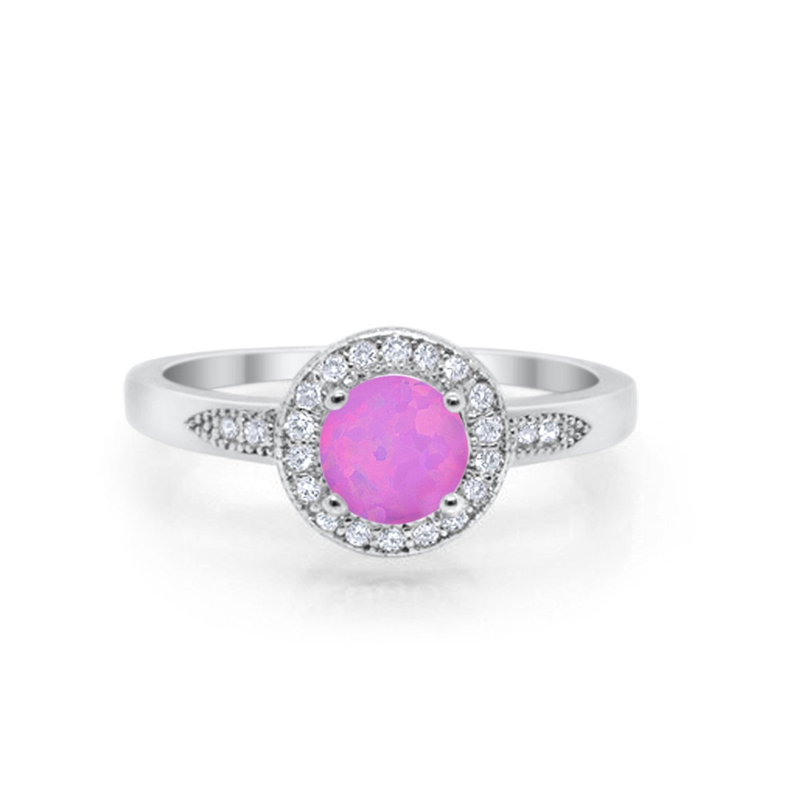 Halo Wedding Engagement Ring Round Cubic Zirconia 925 Sterling Silver -3