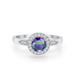 Halo Wedding Engagement Ring Round Cubic Zirconia 925 Sterling Silver -3
