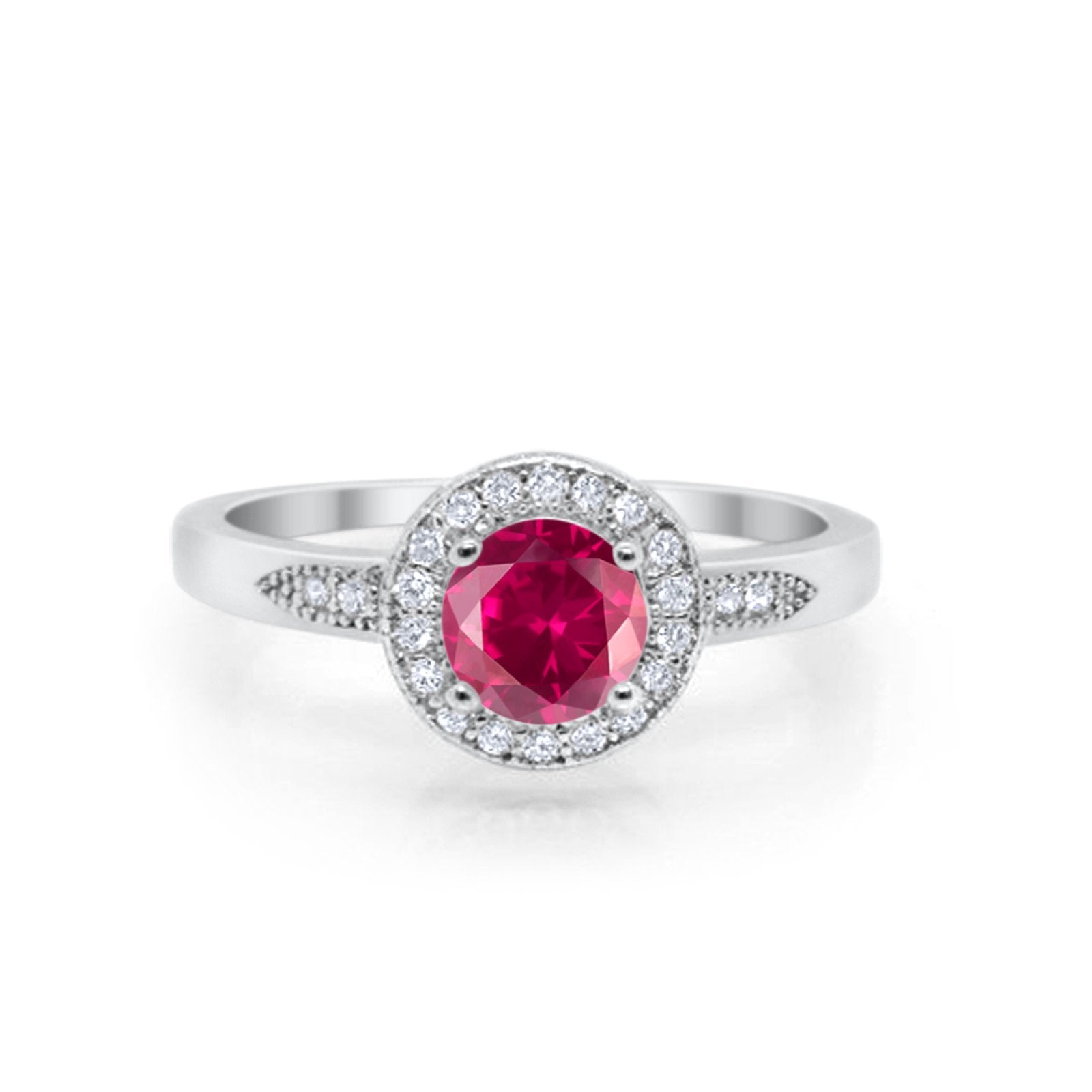Halo Wedding Engagement Ring Round Cubic Zirconia 925 Sterling Silver -3