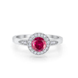 Halo Wedding Engagement Ring Round Cubic Zirconia 925 Sterling Silver -3