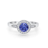 Halo Wedding Engagement Ring Round Cubic Zirconia 925 Sterling Silver -3