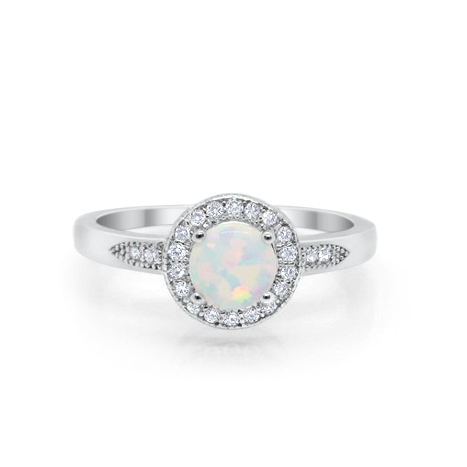 Halo Wedding Engagement Ring Round Cubic Zirconia 925 Sterling Silver SRO-16902
