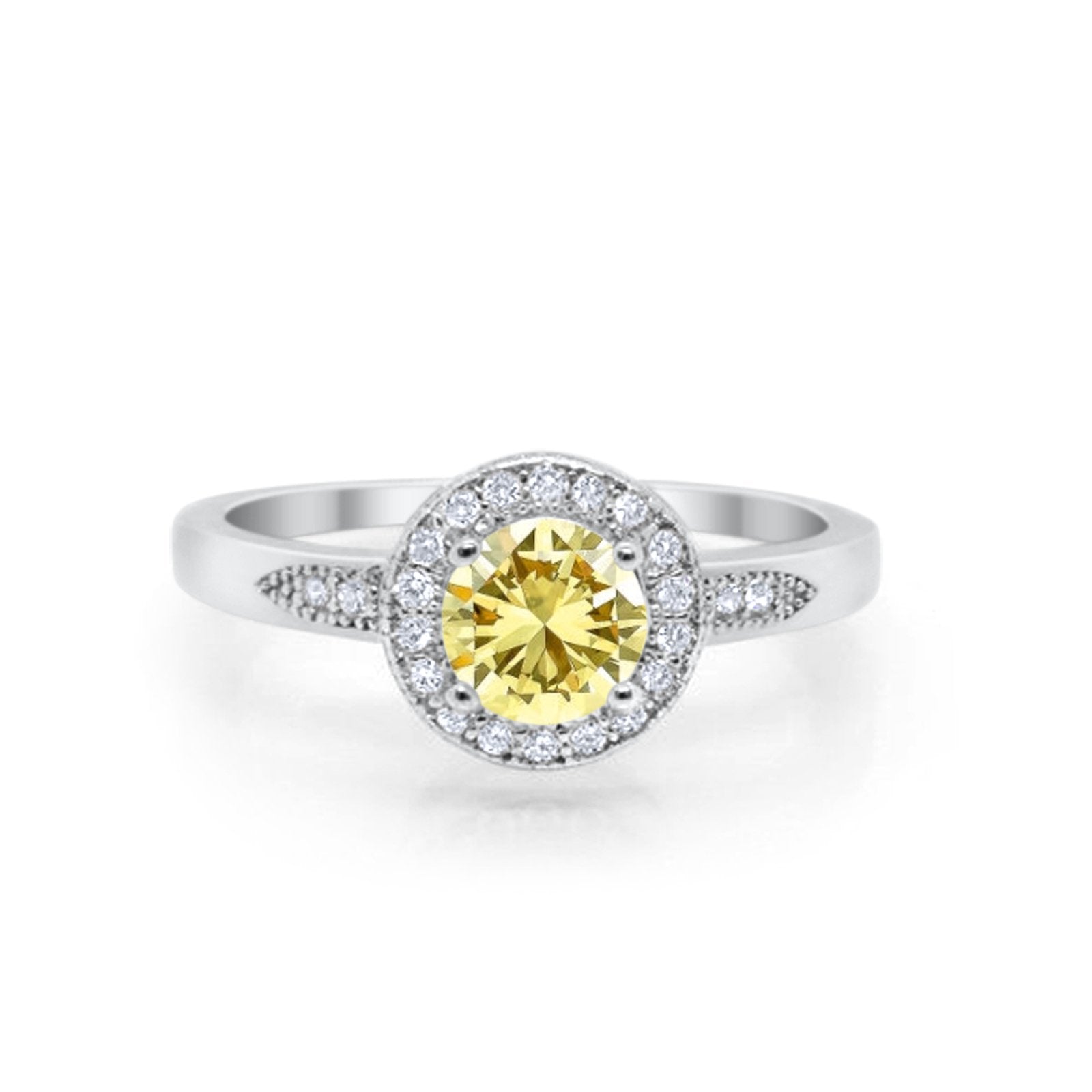 Halo Wedding Engagement Ring Round Cubic Zirconia 925 Sterling Silver -3