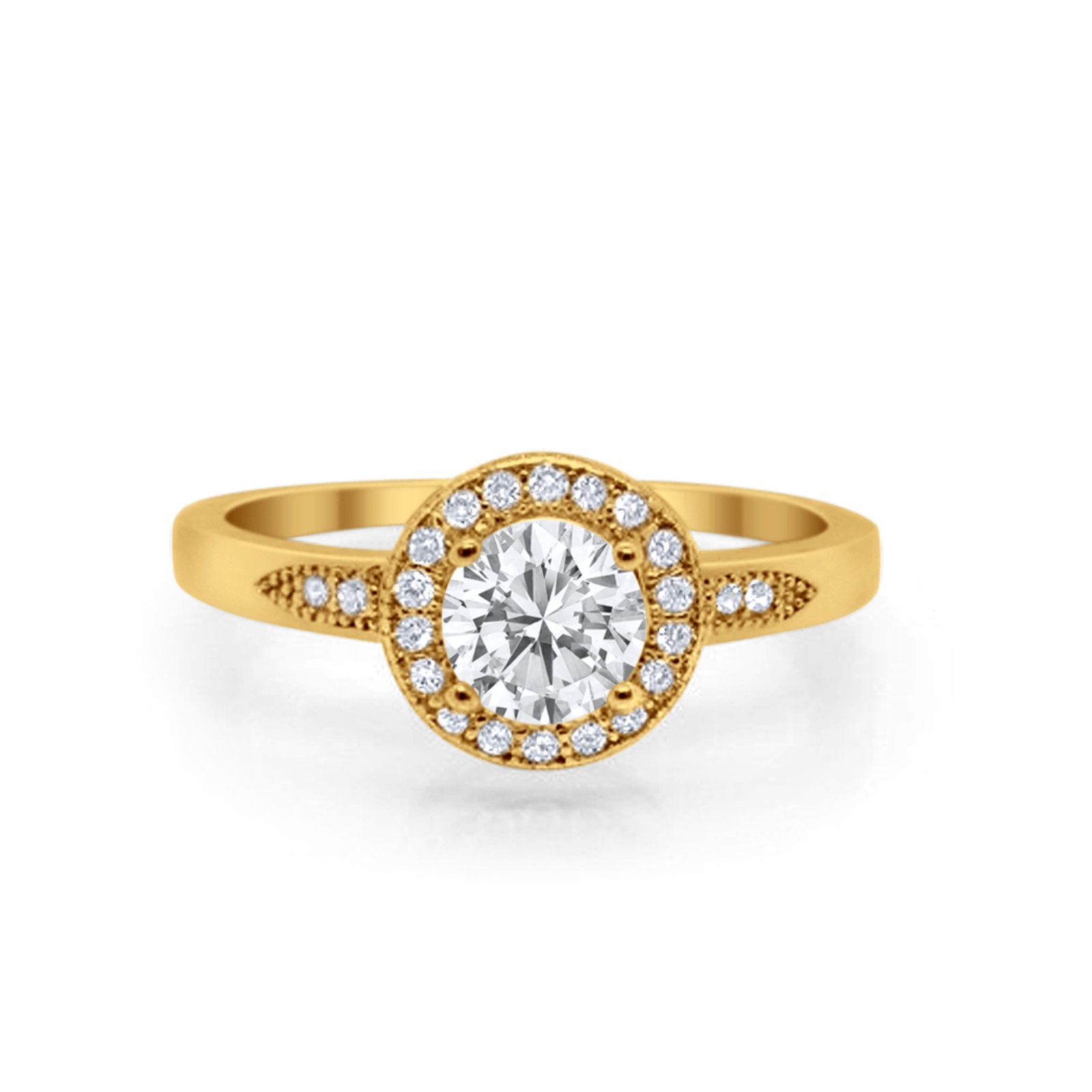 Halo Wedding Engagement Ring Round Cubic Zirconia 925 Sterling Silver SRO-16902