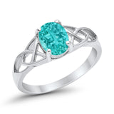 Art Deco Wedding Bridal Ring Simulated Cubic Zirconia 925 Sterling Silver