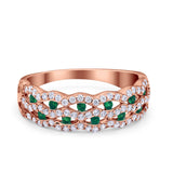 Half Eternity Fashion Wedding Ring Round Simulated CZ 925 Sterling Silver