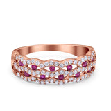 Half Eternity Fashion Wedding Ring Round Simulated CZ 925 Sterling Silver