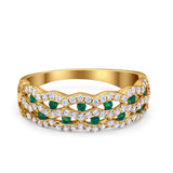 Half Eternity Fashion Wedding Ring Round Simulated CZ 925 Sterling Silver