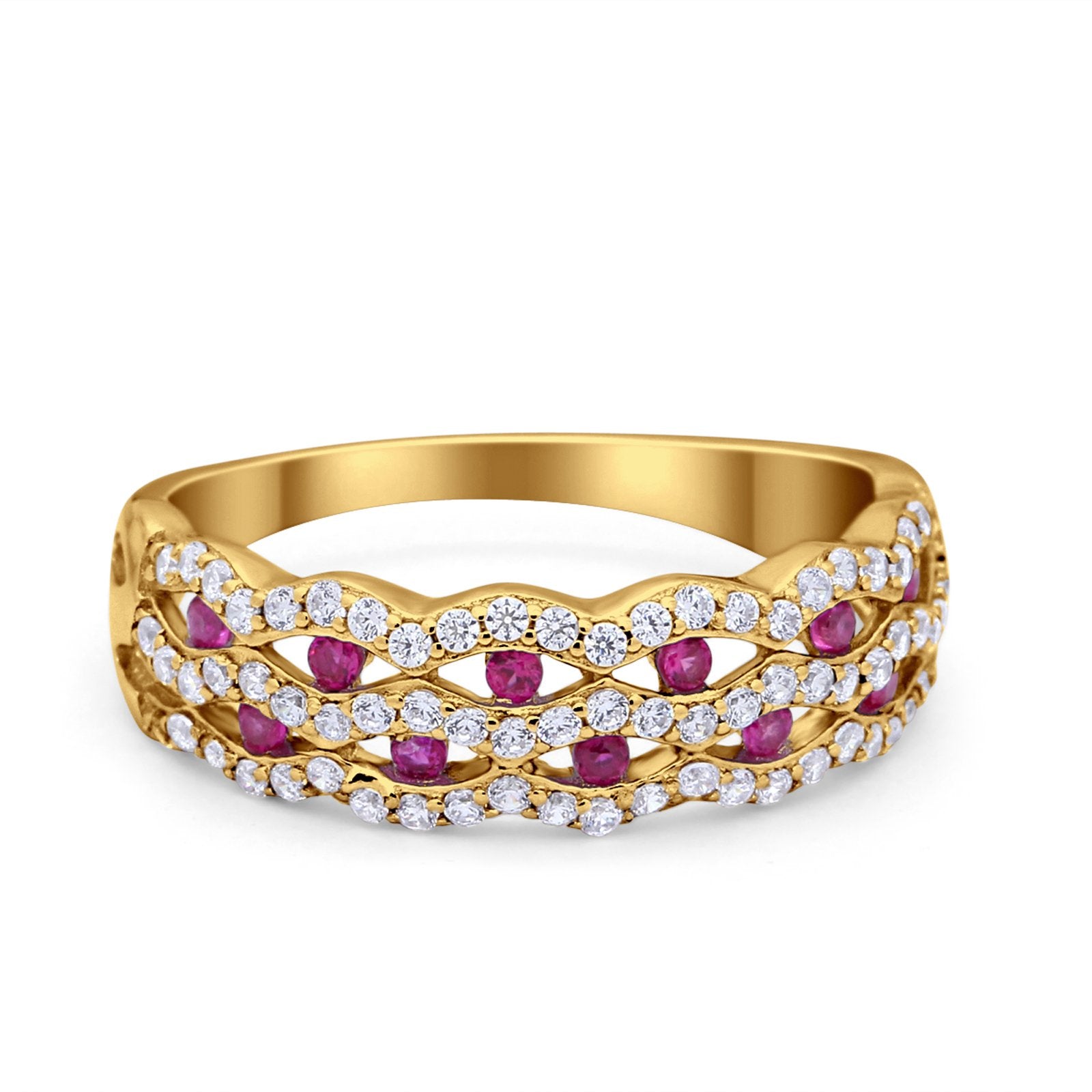 Half Eternity Fashion Wedding Ring Round Simulated CZ 925 Sterling Silver