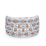 Half Eternity Fashion Band Ring Round Simulated CZ 925 Sterling Silver