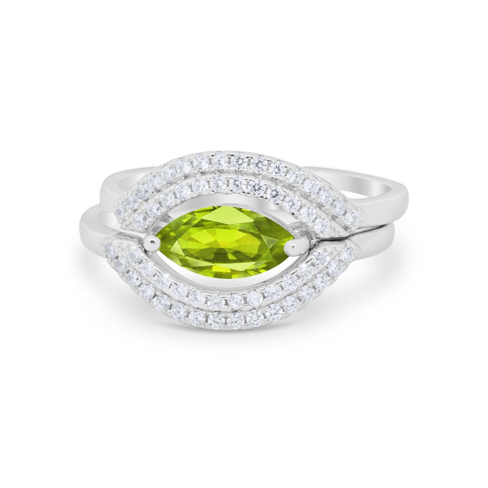 Two Piece Ring Band Round Simulated Cubic Zirconia 925 Sterling Silver
