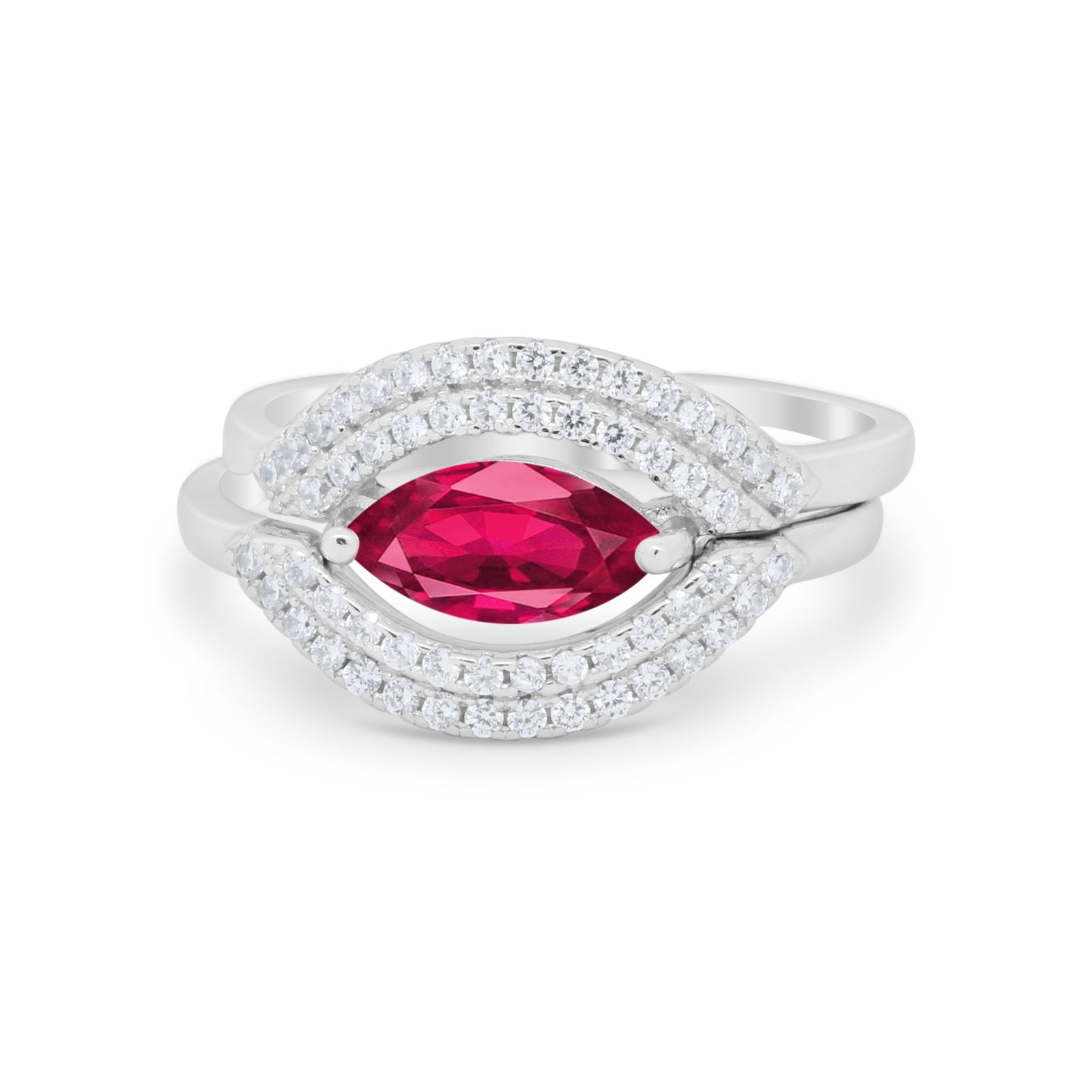 Two Piece Ring Band Round Simulated Cubic Zirconia 925 Sterling Silver