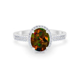 Oval Wedding Engagement Ring Round Cubic Zirconia Accent 925 Sterling Silver