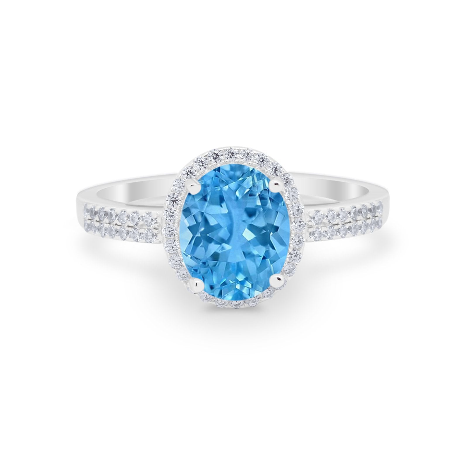 Oval Wedding Engagement Ring Round Cubic Zirconia Accent 925 Sterling Silver