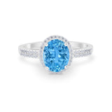 Oval Wedding Engagement Ring Round Cubic Zirconia Accent 925 Sterling Silver