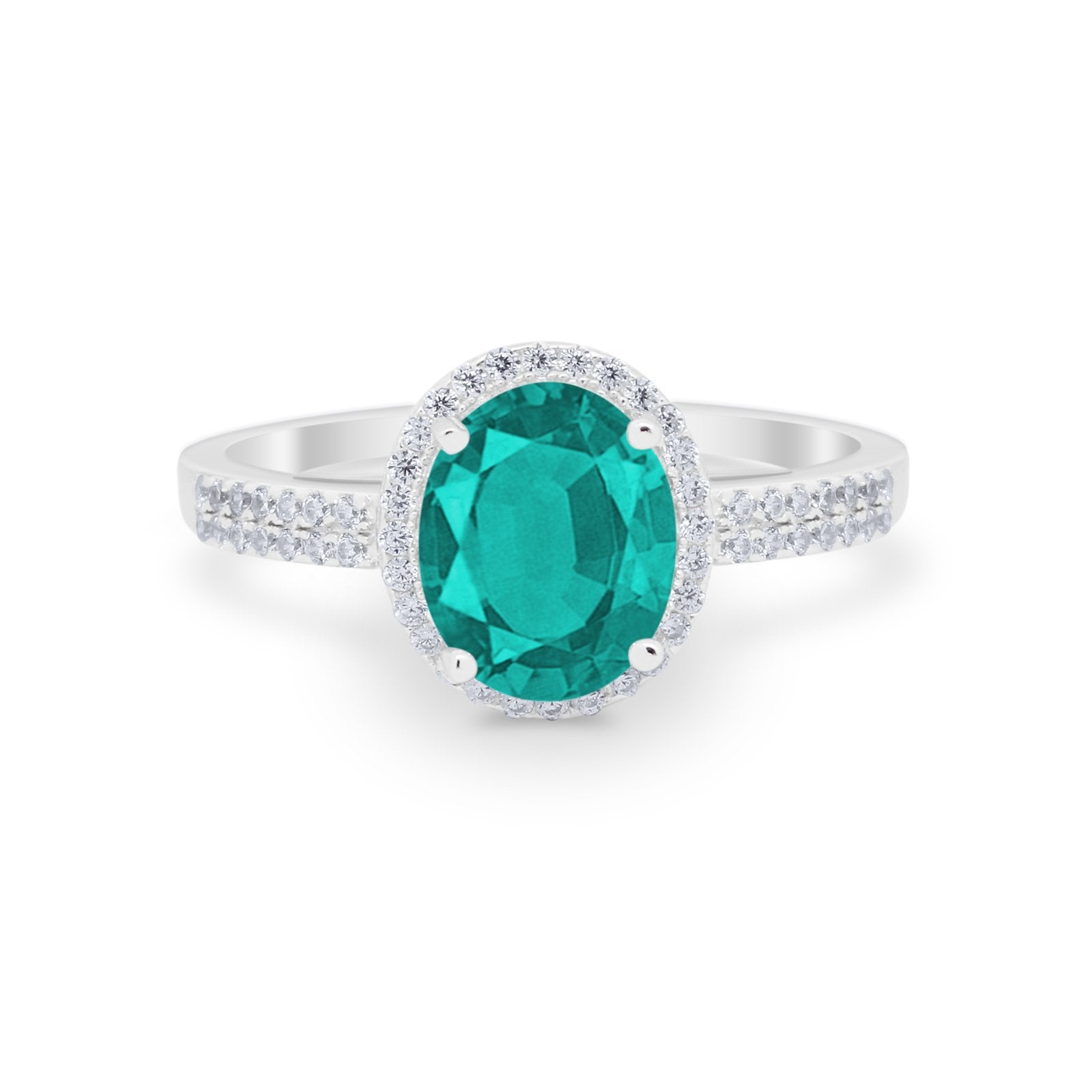 Oval Wedding Engagement Ring Round Cubic Zirconia Accent 925 Sterling Silver