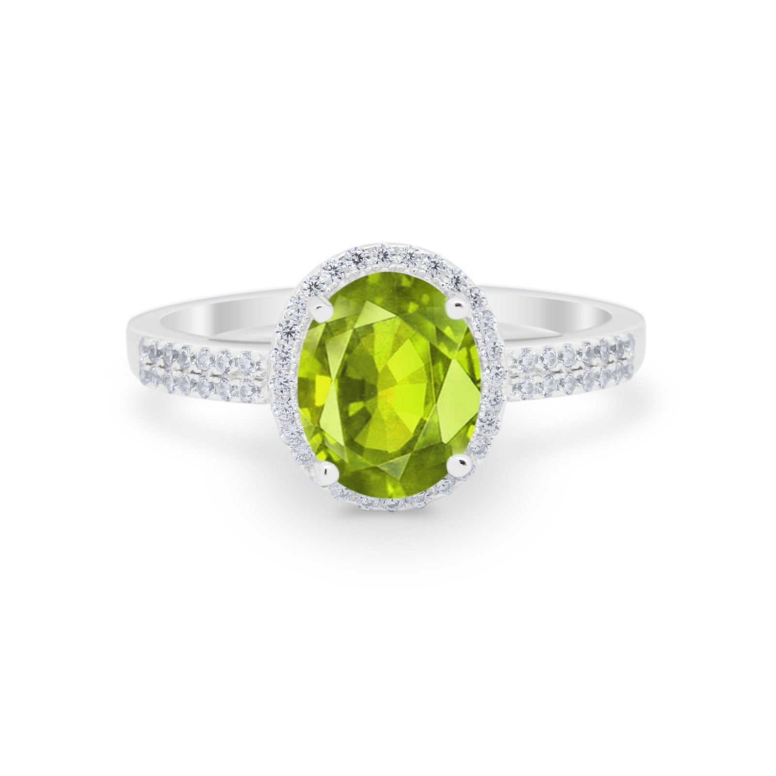 Oval Wedding Engagement Ring Round Cubic Zirconia Accent 925 Sterling Silver
