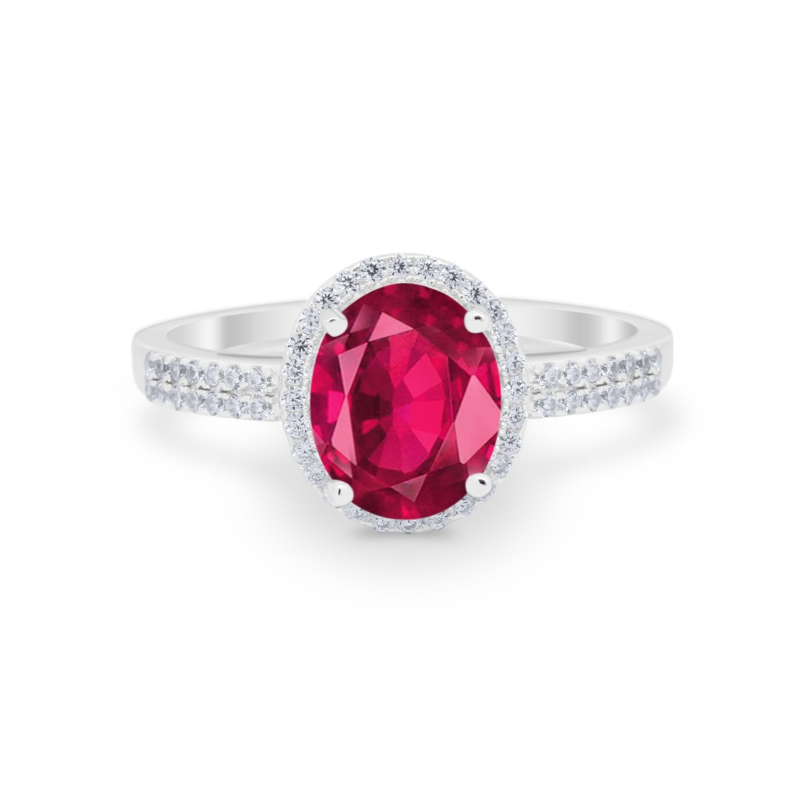 Oval Wedding Engagement Ring Round Cubic Zirconia Accent 925 Sterling Silver