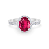 Oval Wedding Engagement Ring Round Cubic Zirconia Accent 925 Sterling Silver
