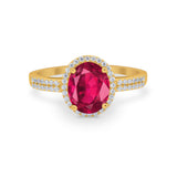 Oval Wedding Engagement Ring Round Cubic Zirconia Accent 925 Sterling Silver