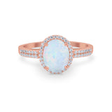 Oval Wedding Engagement Ring Round Cubic Zirconia Accent 925 Sterling Silver