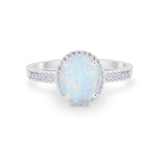 Oval Wedding Engagement Ring Round Cubic Zirconia Accent 925 Sterling Silver