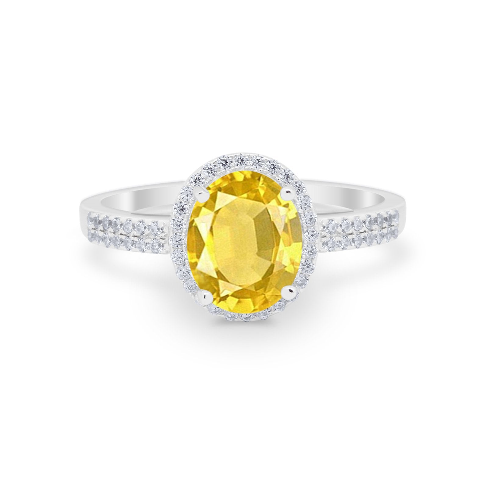 Oval Wedding Engagement Ring Round Cubic Zirconia Accent 925 Sterling Silver