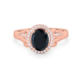 Halo Filigree Oval Wedding Ring Round Simulated Cubic Zirconia 925 Sterling Silver
