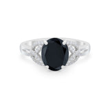 Celtic Oval Wedding Engagement Ring Round Cubic Zirconia 925 Sterling Silver