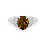 Celtic Oval Wedding Engagement Ring Round Cubic Zirconia 925 Sterling Silver