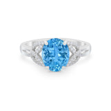 Celtic Oval Wedding Engagement Ring Round Cubic Zirconia 925 Sterling Silver