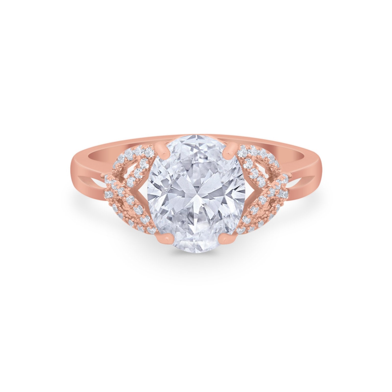 Celtic Oval Wedding Engagement Ring Round Cubic Zirconia 925 Sterling Silver