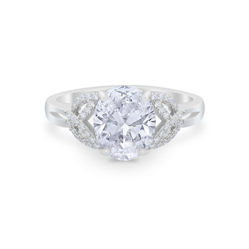 Celtic Oval Wedding Engagement Ring Round Cubic Zirconia 925 Sterling Silver