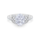 Celtic Oval Wedding Engagement Ring Round Cubic Zirconia 925 Sterling Silver