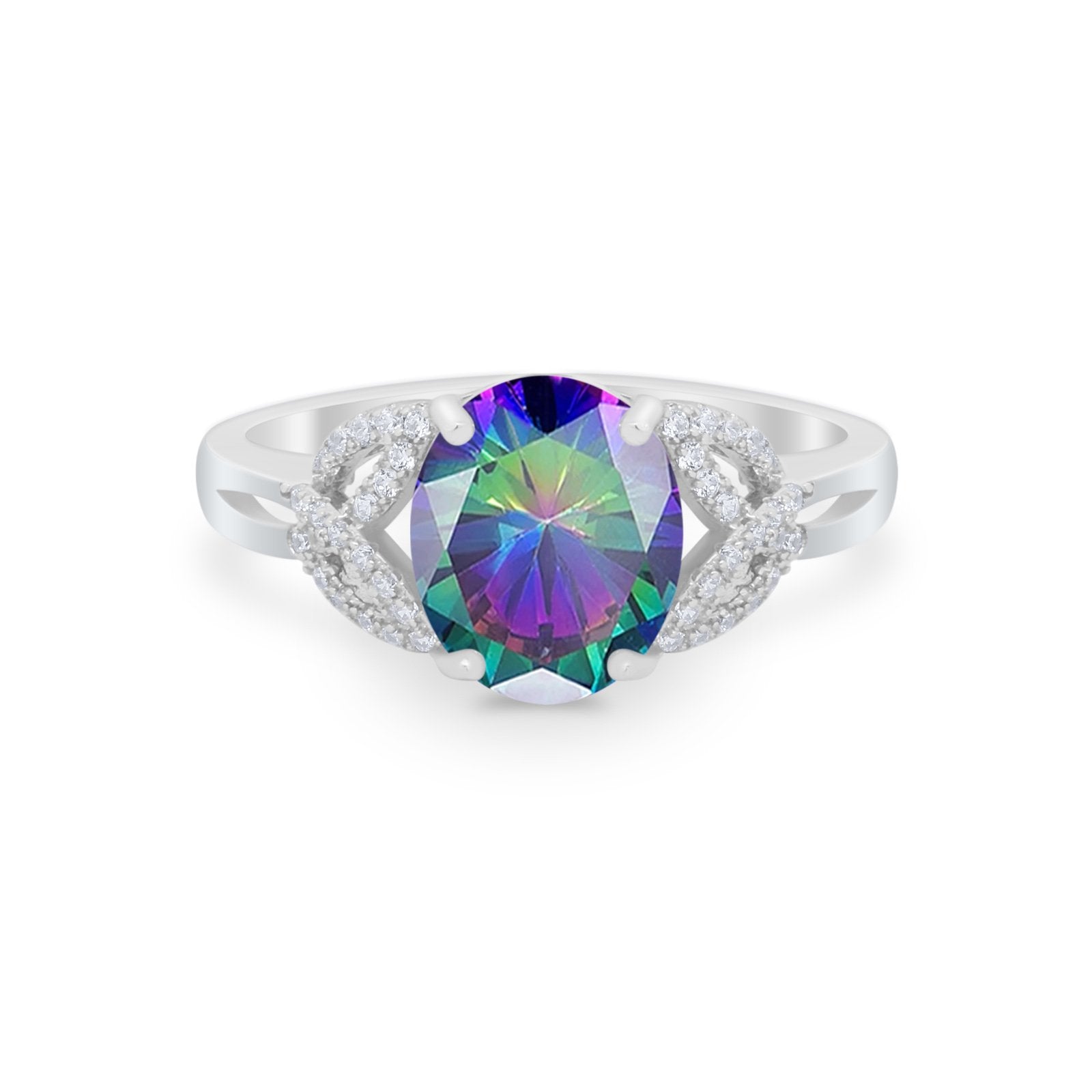 Celtic Oval Wedding Engagement Ring Round Cubic Zirconia 925 Sterling Silver
