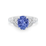 Celtic Oval Wedding Engagement Ring Round Cubic Zirconia 925 Sterling Silver