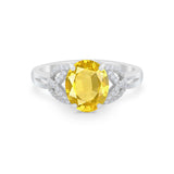 Celtic Oval Wedding Engagement Ring Round Cubic Zirconia 925 Sterling Silver