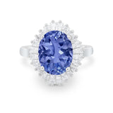 Oval Vintage Art Deco Wedding Ring Round Cubic Zirconia 925 Sterling Silver