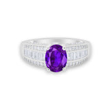 Vintage Oval Engagement Ring Round Simulated Cubic Zirconia 925 Sterling Silver