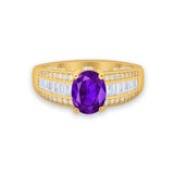 Vintage Oval Engagement Ring Round Simulated Cubic Zirconia 925 Sterling Silver