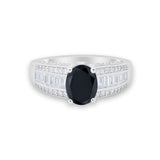 Vintage Oval Engagement Ring Round Simulated Cubic Zirconia 925 Sterling Silver