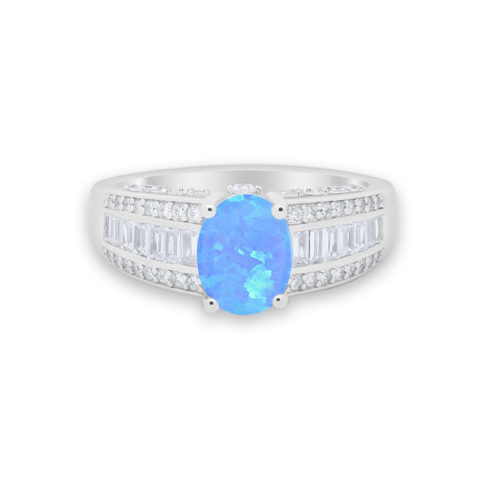 Vintage Oval Engagement Ring Round Simulated Cubic Zirconia 925 Sterling Silver