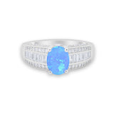 Vintage Oval Engagement Ring Round Simulated Cubic Zirconia 925 Sterling Silver