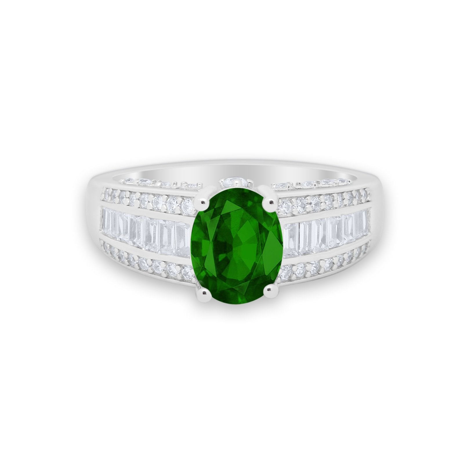 Vintage Oval Engagement Ring Round Simulated Cubic Zirconia 925 Sterling Silver