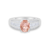 Vintage Oval Engagement Ring Round Simulated Cubic Zirconia 925 Sterling Silver