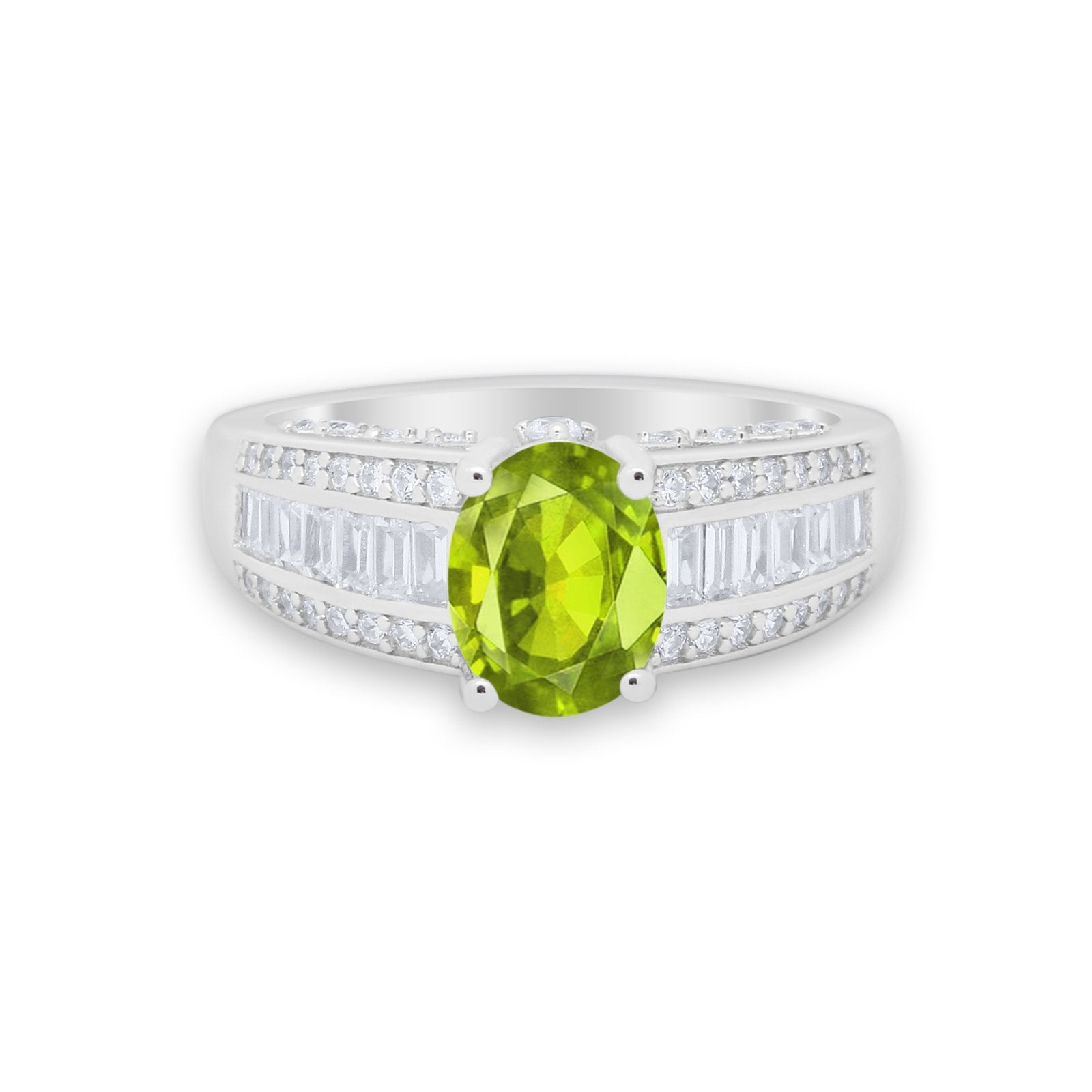 Vintage Oval Engagement Ring Round Simulated Cubic Zirconia 925 Sterling Silver