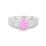 Vintage Oval Engagement Ring Round Simulated Cubic Zirconia 925 Sterling Silver