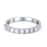 Half Eternity Wedding Band Ring Baguette Simulated CZ 925 Sterling Silver